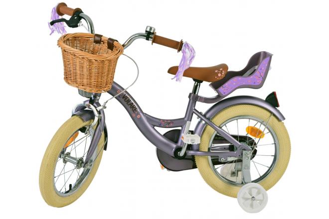 Vélo enfant Volare Blossom - Filles - 14 pouces - Violet