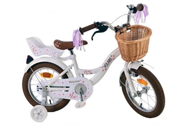 Vélo enfant Volare Blossom - Filles - 14 pouces - Blanc