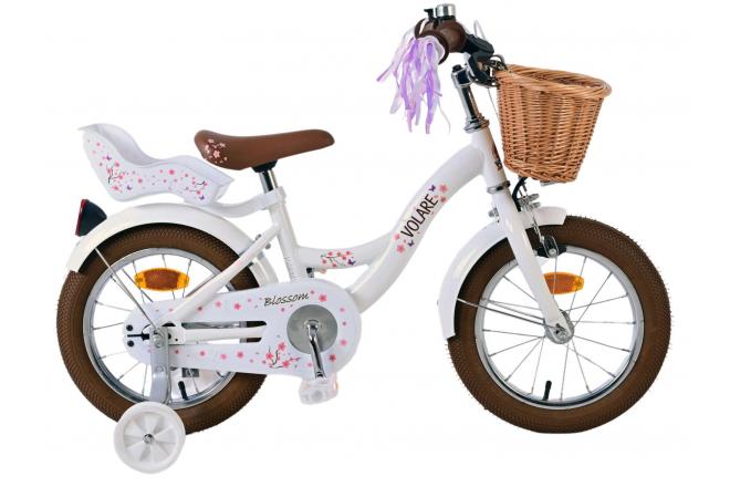 Vélo enfant Volare Blossom - Filles - 14 pouces - Blanc