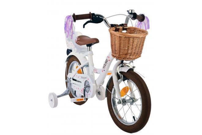 Vélo enfant Volare Blossom - Filles - 14 pouces - Blanc