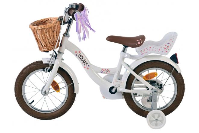 Vélo enfant Volare Blossom - Filles - 14 pouces - Blanc