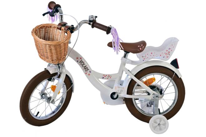 Vélo enfant Volare Blossom - Filles - 14 pouces - Blanc