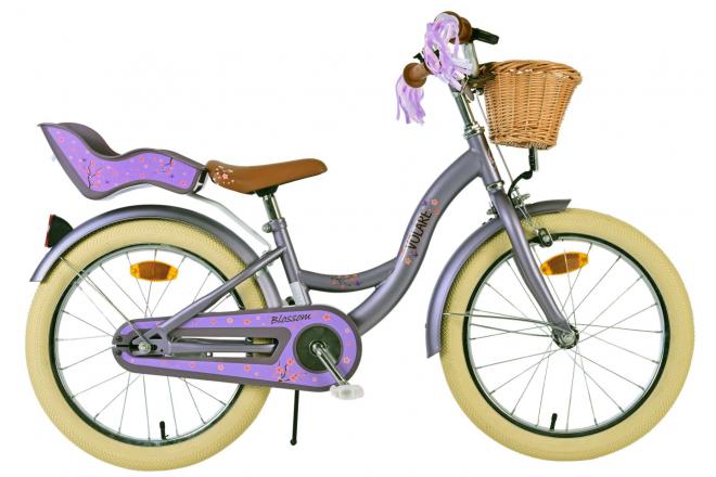 Vélo enfant Volare Blossom - Filles - 18 pouces - Violet