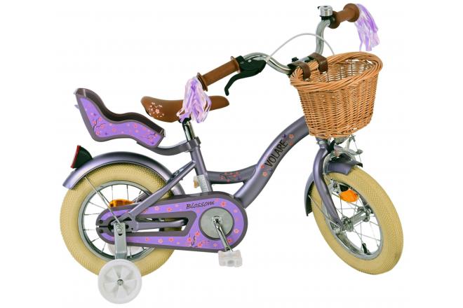 Vélo enfant Volare Blossom - Filles - 12 pouces - Violet