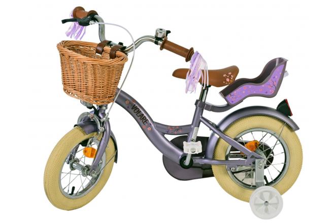 Vélo enfant Volare Blossom - Filles - 12 pouces - Violet