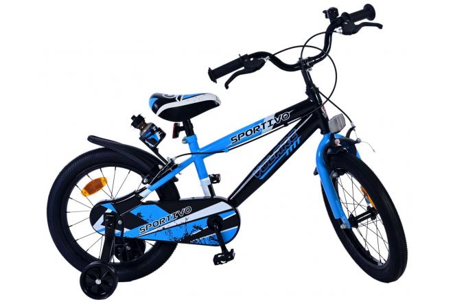 Volare Sportivo Vélo enfant - Garçons - 16 pouces - Bleu Noir - Freins à deux mains