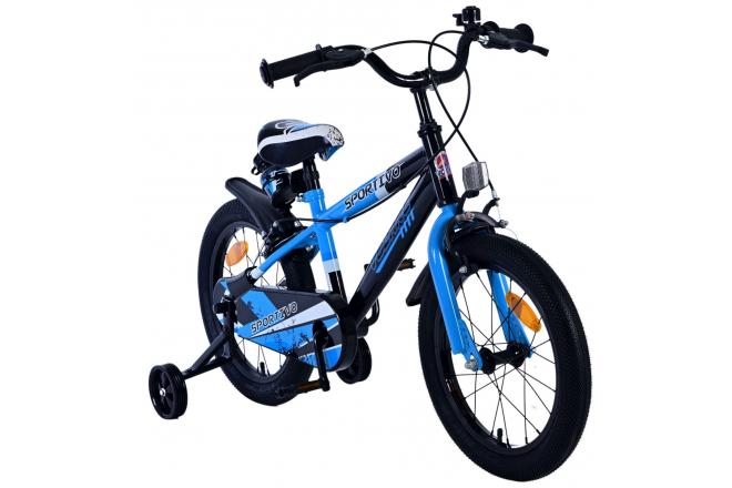 Volare Sportivo Vélo enfant - Garçons - 16 pouces - Bleu Noir - Freins à deux mains