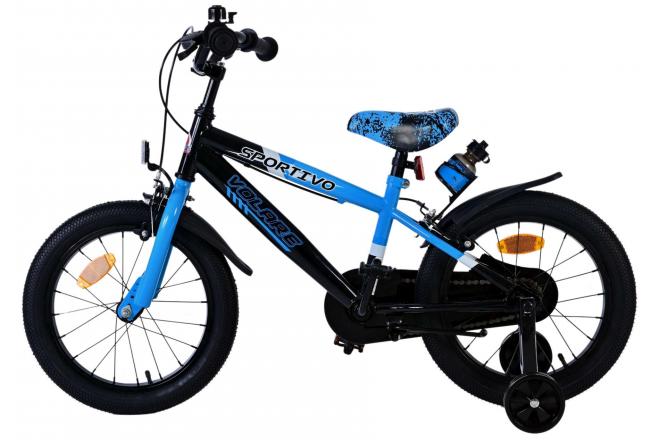 Volare Sportivo Vélo enfant - Garçons - 16 pouces - Bleu Noir - Freins à deux mains