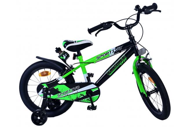 Volare Sportivo Vélo enfant - Garçons - 16 pouces - Vert Noir - Freins à deux mains