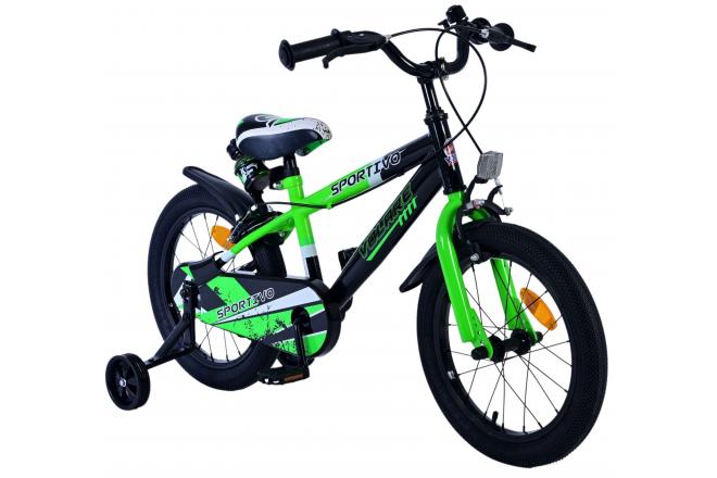 Volare Sportivo Vélo enfant - Garçons - 16 pouces - Vert Noir - Freins à deux mains