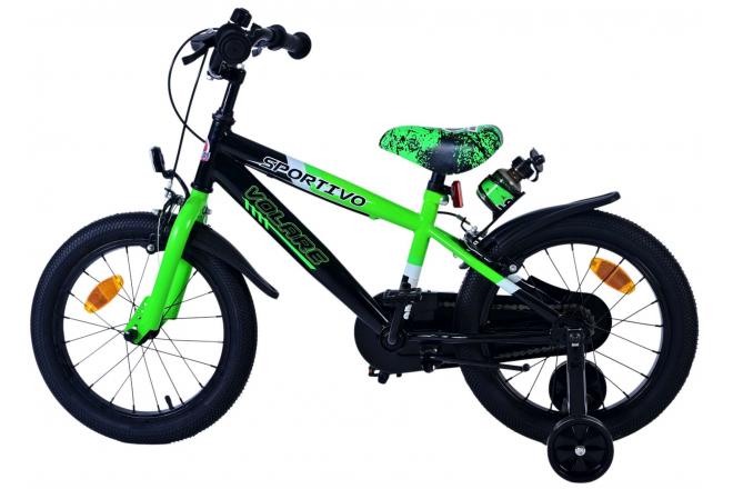 Volare Sportivo Vélo enfant - Garçons - 16 pouces - Vert Noir - Freins à deux mains