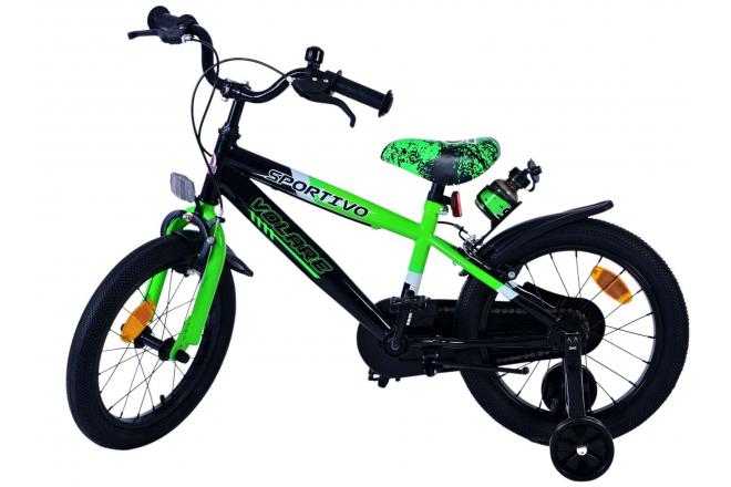 Volare Sportivo Vélo enfant - Garçons - 16 pouces - Vert Noir - Freins à deux mains