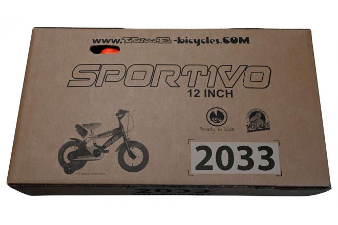 Vélo pour enfants Volare Sportivo - Garçons - 12 pouces - Orange fluo noir - Freins à deux mains - 95% assemblé