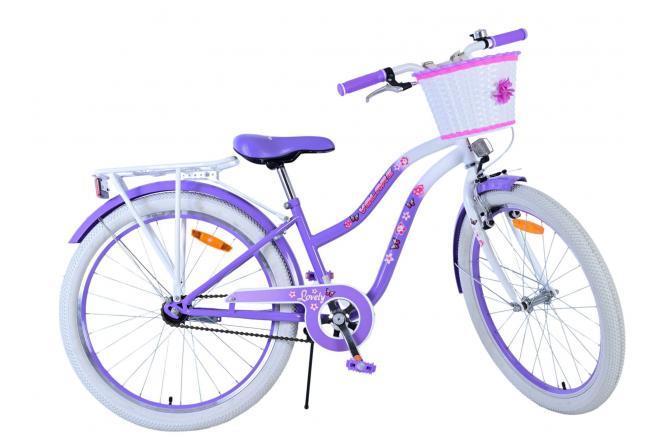 Vélo enfant Volare Lovely - Filles - 24 pouces - Violet