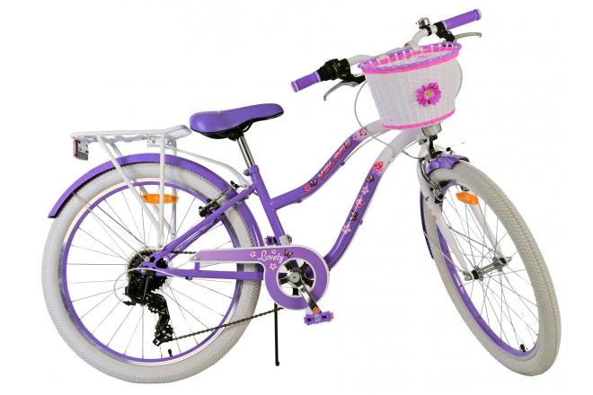 Vélo enfant Volare Lovely - Filles - 24 pouces - Violet - 7 vitesses