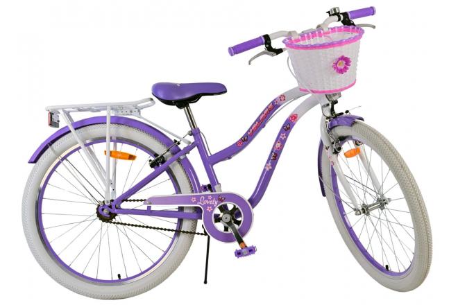 Volare Lovely Vélo enfant - Filles - 24 pouces - Violet - Freins à deux mains