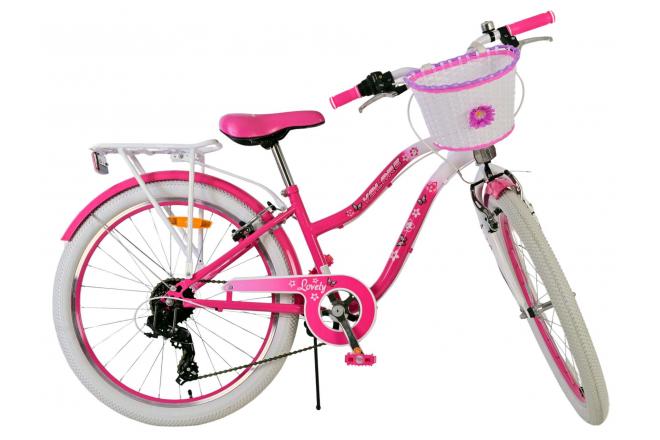 Vélo enfant Volare Lovely - Filles - 24 pouces - Rose - 7 vitesses