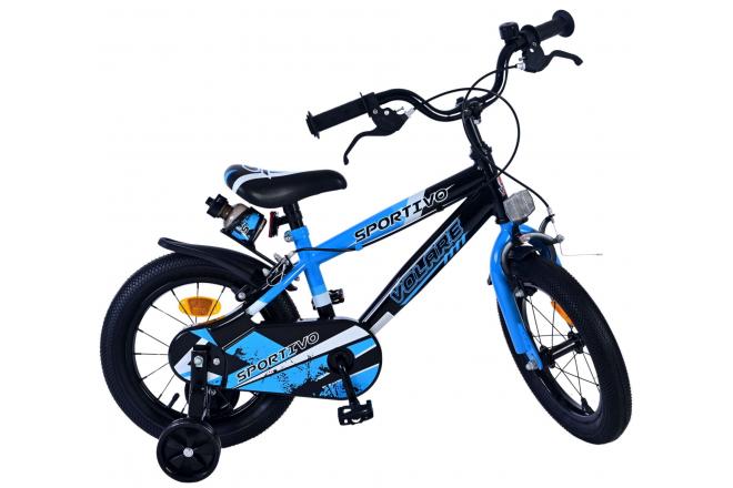 Volare Sportivo Vélo enfant - Garçons - 14 pouces - Bleu Noir - Freins à deux mains