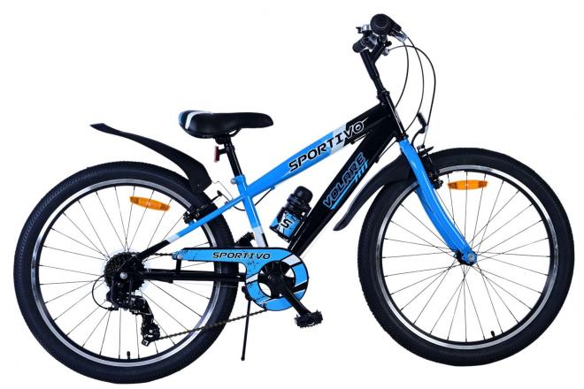 Volare Sportivo Vélo enfant - Garçons - 24 pouces - 7 vitesses - Noir Bleu