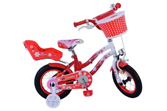 Vélo d'enfant Volare Lovely - Filles - 12 pouces - Rouge